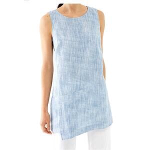J.Jill ~Pure Jill Linen Wrap Tunic Blue ~Agate/White ~ size LARGE